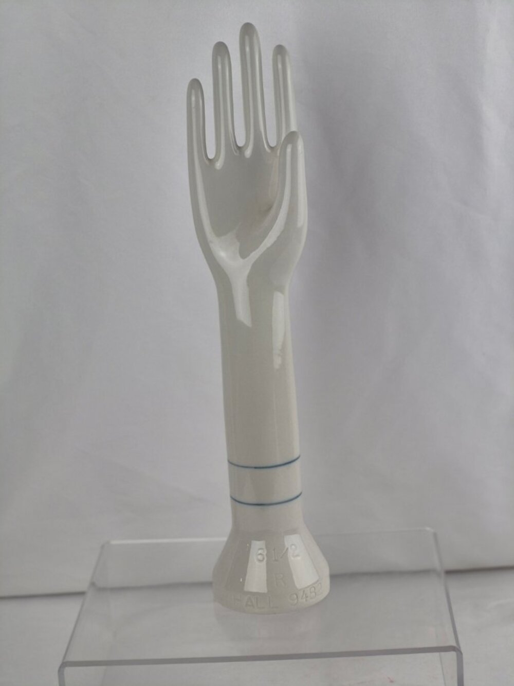 Vintage Hall Industrial Porcelain Hand Glove Mold Jewelry Display Boho MCM